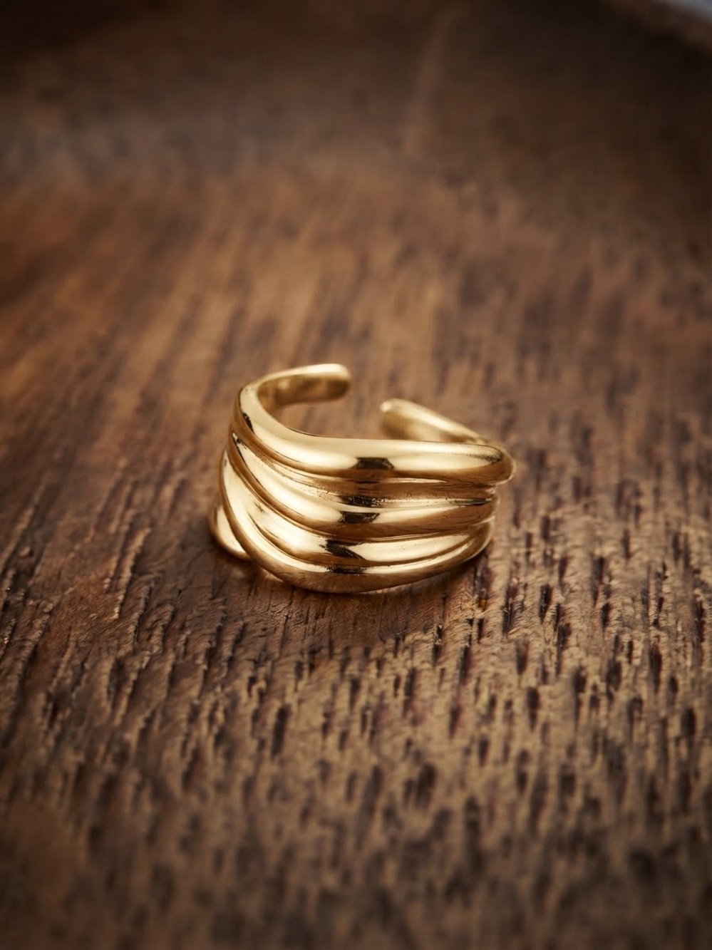 Adjustable Gold-Tone Multi-Band Women’s Ring